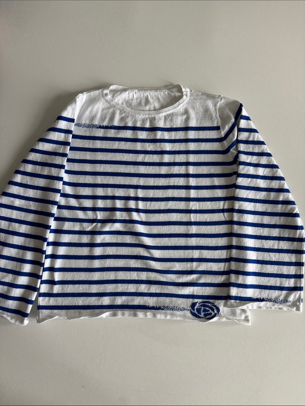 Kids White & Blue Striped Long-Sleeve Top